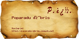 Poparadu Ábris névjegykártya